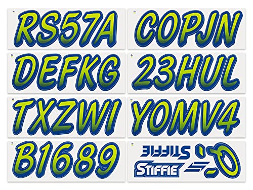 Image of STIFFIE Whipline Atomic Green /Navy 3 inch Boat & PWC Registration Decals • Numbers Letters Stickers