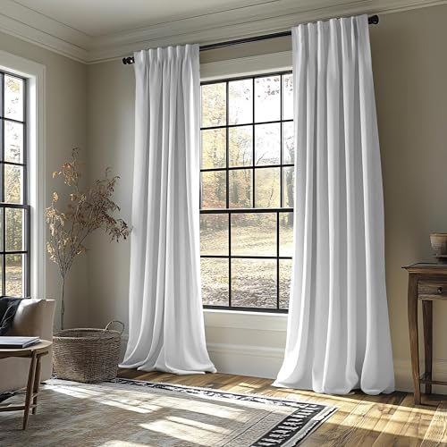 NICETOWN White Velvet Curtains 84 inches for Bedroom, Sound Reducing