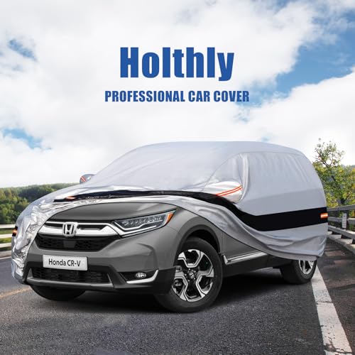 Image of 10 Layers SUV Car Cover Custom Fit for Honda CRV CR-V(2006-2026) Waterproof All Weather for Automobiles,Rain Sun UV Protection.Silver