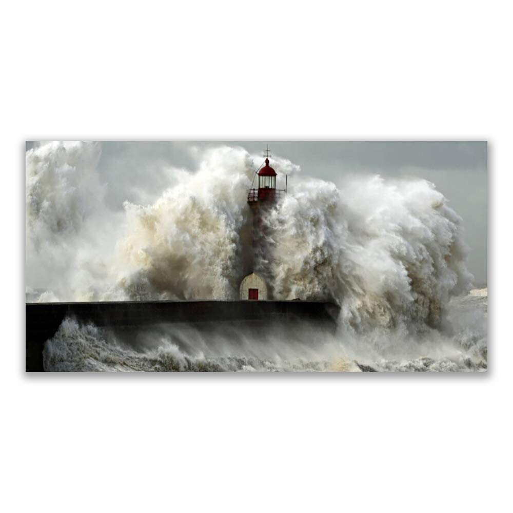 Tableau Mural Moderne Phare Tulup en Plastique Imprimé 140x70cm pour Salon Zen