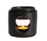 Yeerockal Ceramic Diffuser Black Oil Burner Wax Melt Burners with Tealight Holder (Black)