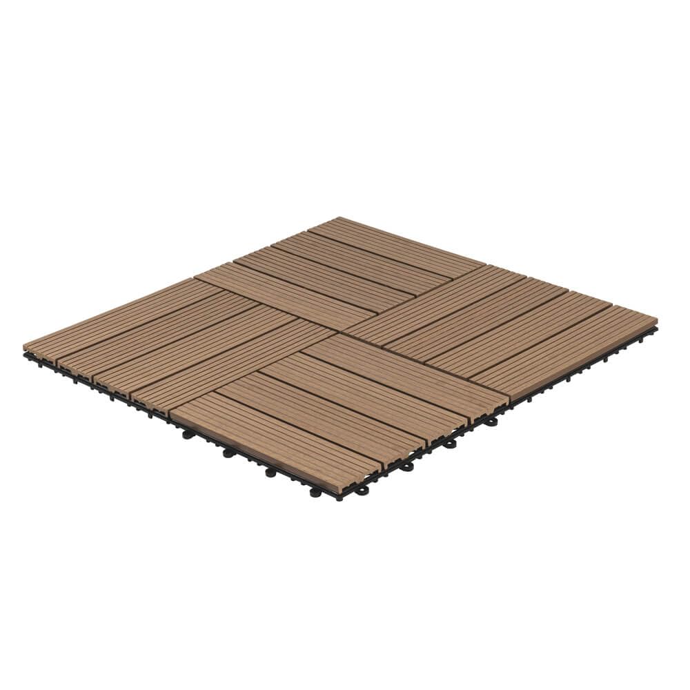 Home Deluxe Piastrelle in legno 'BAVARO' -Colore: tek - Dimensione: 6 m²- Materiale: WPC, Resistente alle intemperie, facile da pulire I Piastrelle in Legno Pavimento