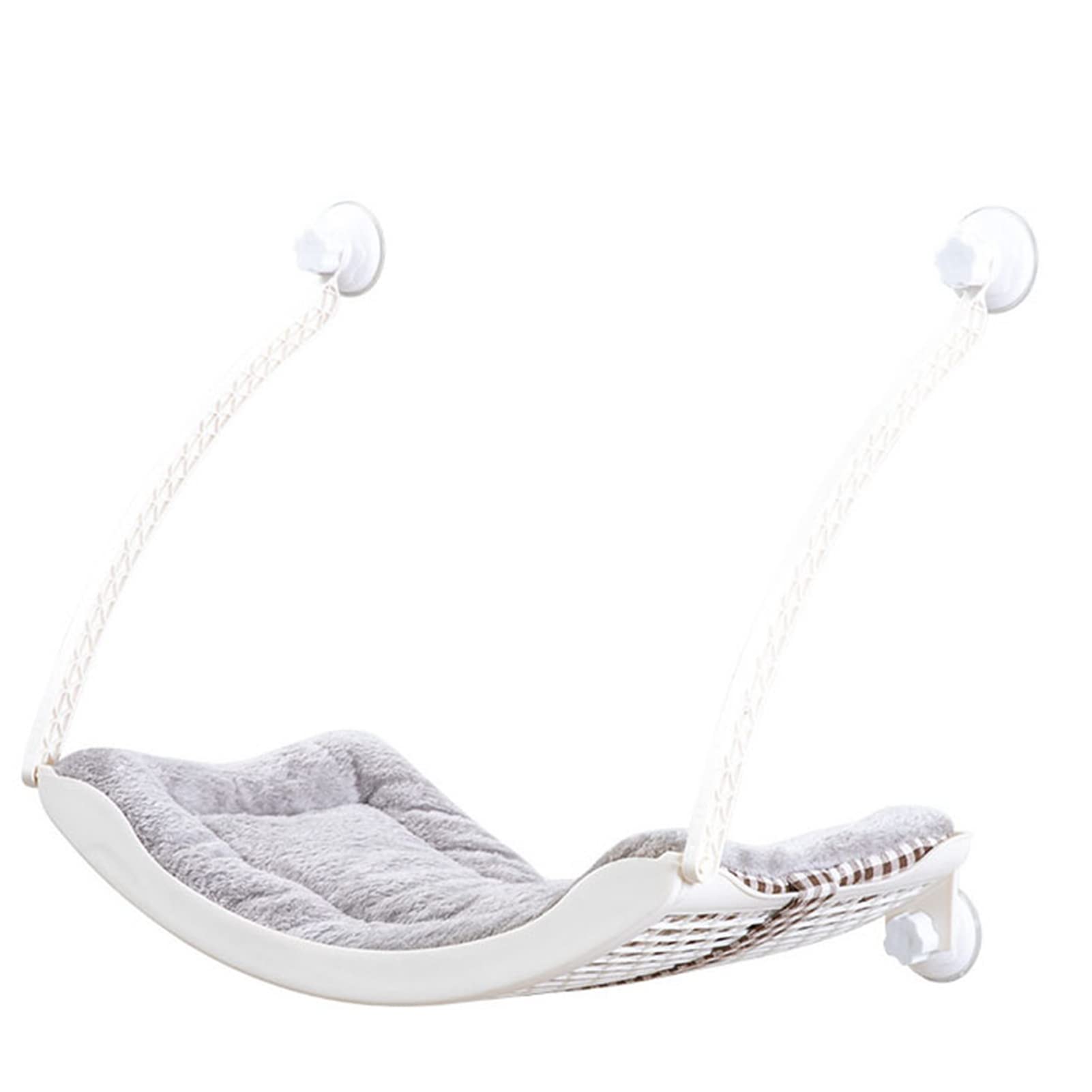 Cat Window Hammock Suspended Ventilation Grid Strong Load Bearing Velvet Cat Window Perch for Cat Pure White Professional Accessories for Use (KIMISSwgv754pzai-11)