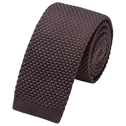 WANYING Men's 5.7 cm Slim Tie Knitted Narrow Tie Knit Tie Retro Vintage Casual Office Basic Plain, dark brown, Medium Cover