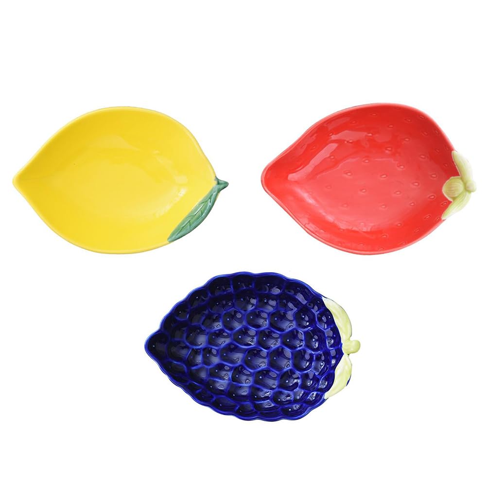 Ciieeo Trockenfrüchteteller aus Keramik 3 Stück Snackschalen für Trockenfrüchte Obst und Snacks Multifunktional und Praktisch für Hochzeiten und Familienfeiern Zufällige Farbe