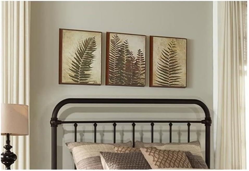 BOWERY HILL Metal Spindle Panel Bed/Headboard Footboard Included/Box Spring Required/Dark Bronze/Traditional Antique/King