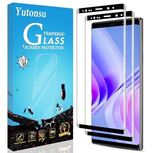 Yutonsu 2 Pack Screen Protector for Samsung Galaxy Note 9 Tempered Glass Film, 3D Curved Full Coverage, HD Clear, Anti Scratch, Case Friendly