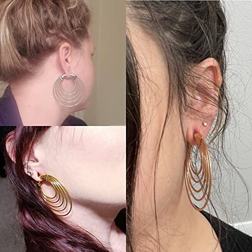 Doearko 2Pcs Cool Hoops Ear Weights For Stretched Ears Gauges Ear Plugs Body Piercing Tunnels 316 Stainless Steel Hypoallergenic Body Jewelry (6Mm(2G), Rose Gold) #TOP2