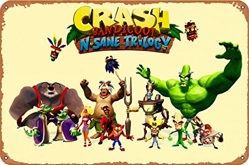 Game Crash Bandicoot N. Sane Trilogy Póster de 20,3 x 30,5 cm, metal de aluminio