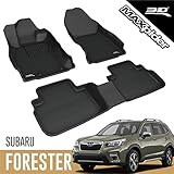 3D MAXpider All-Weather Floor Mats Compatible with Subaru Forester 2019-2021 Custom Fit Car Floor Liners, Kagu Series (1st & 2nd Row, Black)