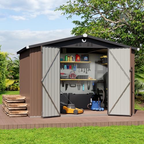 Metal Storage Shed,10x8 Outdoor Storage Building,Large Backyard Sheds with Lockable Doors,Waterproof Outside Storage Sheds