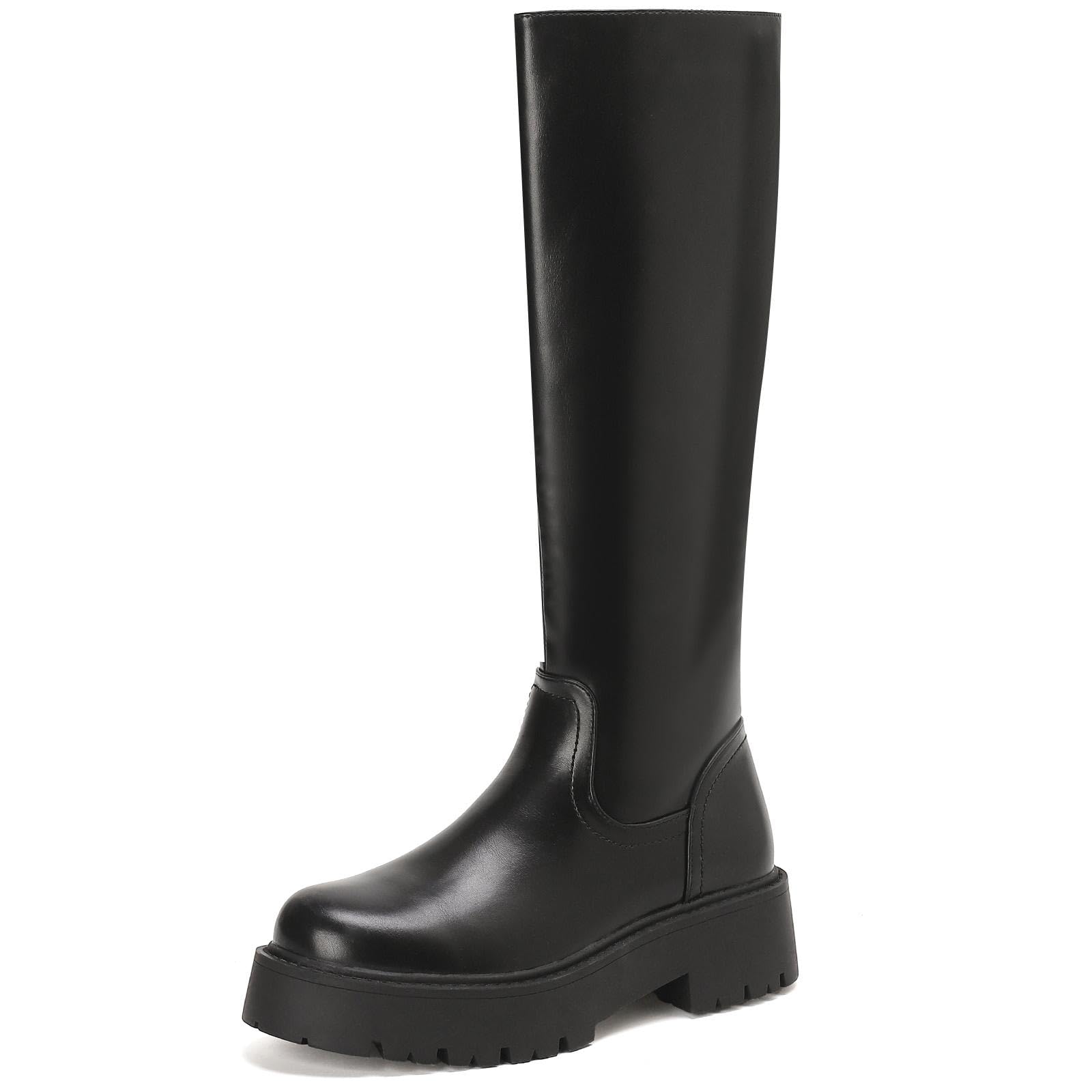 Putu Knee High Boots for Women Platform Tall Riding Boots with Lug Sole Dressy Stylish Boots with Comfortable