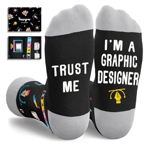 HAPPYPOP Graphic Designer Gifts - Funny Creative Graphic Designer Socks for Men Women