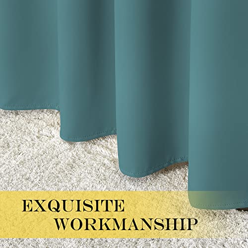 NICETOWN Blackout Curtain Drape for Bedroom - Light Reducing Thermal Insulated Solid Grommet Room Darkening Window Curtain 90 inches Long for Living Room (Sea Teal, 1 Piece, W66 x L90)
