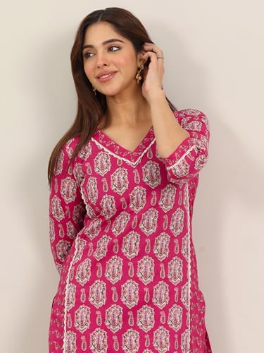 Image of Libas Printed Cotton Straight Kurta with Trouser