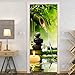 3D Sticker de Porte Zen Photo Mural Trompe l'oeil Effect Stickers Muraux PVC Imperméable Papier Peint pour Chambre Salle de Bain Cuisine Décoration Porte Murale 77x200cm