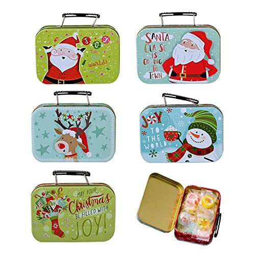 AIFEN Boîte cadeau de Noël en fer blanc - Petites boîtes de Noël pour bonbons - Thème de Noël - Boîtes à chocolats vides, boîtes à biscuits, décorations de Noël, aléatoires Cover