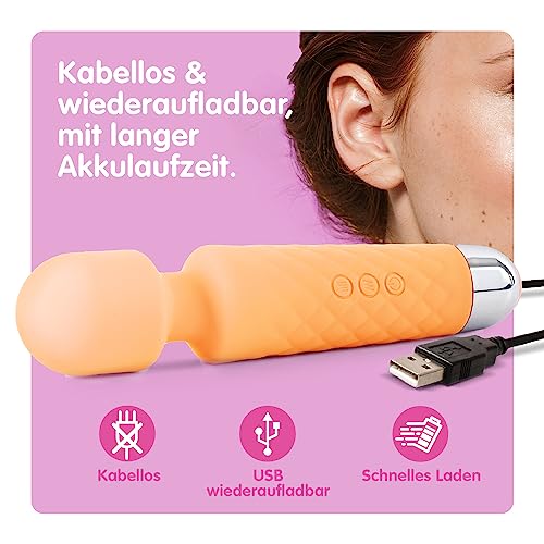 Vibrator für Frauen - Leises und Starkes Massagegerät + Akku - Sexspielzeug mit 20 Vibrationsmuster und 8 Geschwindigkeitsstufen - Kabelloser Dildo für Klitoris, G Spot - Oliver James (Hautfarben) – Bild 6