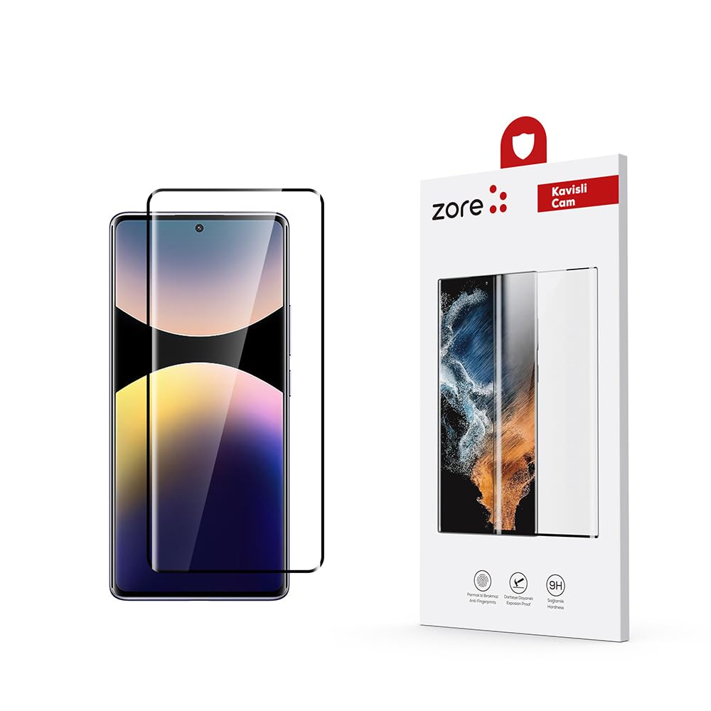 Zore Xiaomi ile uyumlu Redmi Note 14 Pro 4G Full Yapışkanlı Cam Ekran Koruyucu Şeffaf