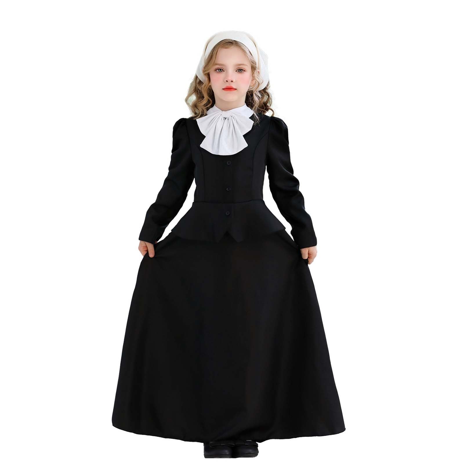 Generisch Vestito da bambina per la scuola, per feste di Halloween, in pizzo, comodo, traspirante, ideale per scuola, giochi, feste e cosplay