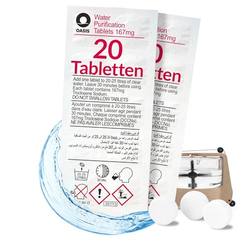 Wicked Chili 20x Chlortabletten geeignet für Waterrower Rudergerät Water Rower Oasis Chlor Tabletten Wasseraufbereitung gegen Algen (1 Jahresbedarf pro Reinigungstablette 25L Trinkwasser)