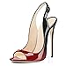 Imagen de Mettesally Sandalias Mujer Rojo Negro Verano Cómodas Elegantes Tacones Mujer Peep Toe Puntera Abierta Slingback Talón Descubierto Tacón de Aguja Tacón Fino Zapatos Taco Alto Vestir Fiesta Boda 39