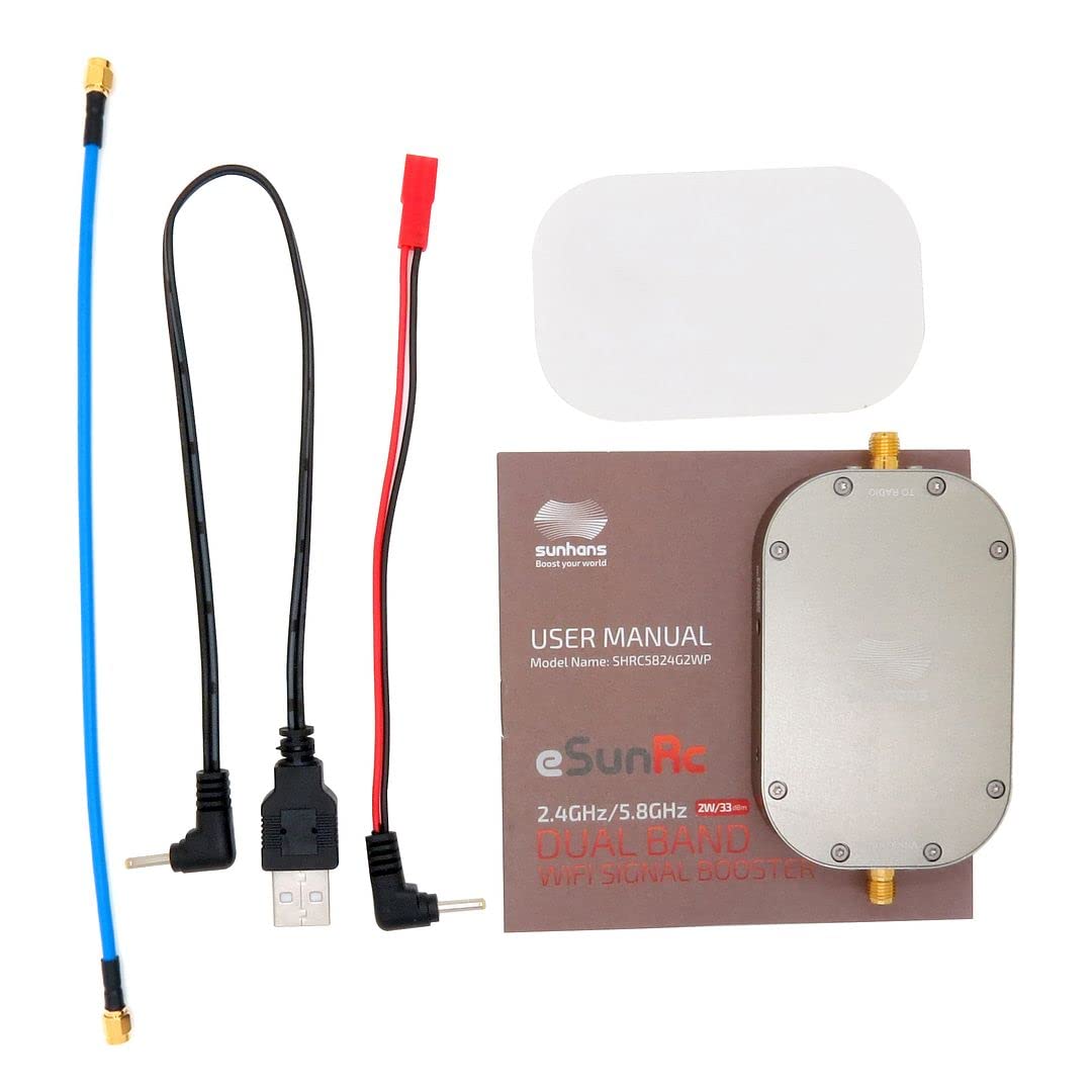 eSunRC 2.4G y 5.8G IEEE 802.11/a/n/b/g Banda Dual 2000mW 33dBm UAV WiFi Amplificador de señal WiFi Antena