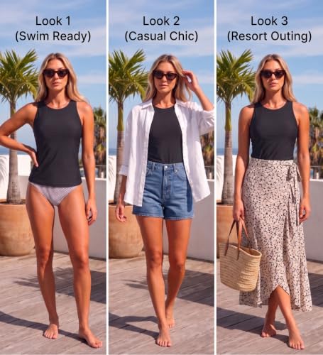Image of Holipick Tankini Tops for Women High Neck Swim Top Only