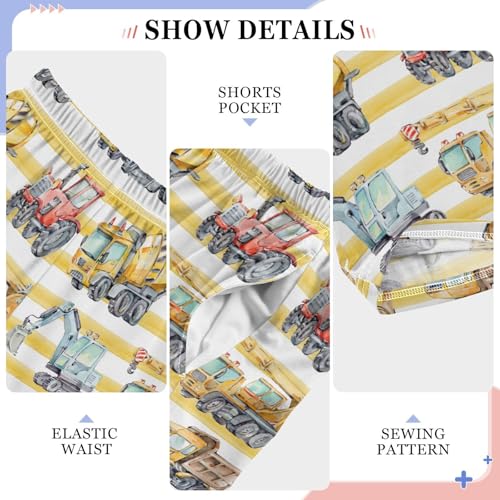 ZZXXB Bulldozer Striped Boys Long Pants Soft Trousers Elastic Waist Kids Lounge Bottoms with Pockets S-XL4