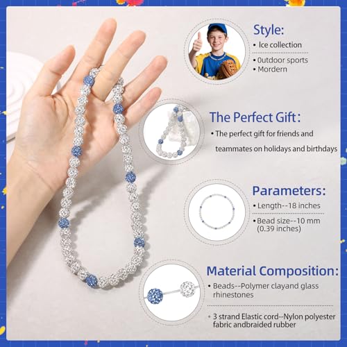 Baseball Beaded Necklace for Men,Baseball Necklace Gifts,Diamond Rhinestone Discoball bead necklace,Chain Necklace Gifts for Baseball Player Team Lovers