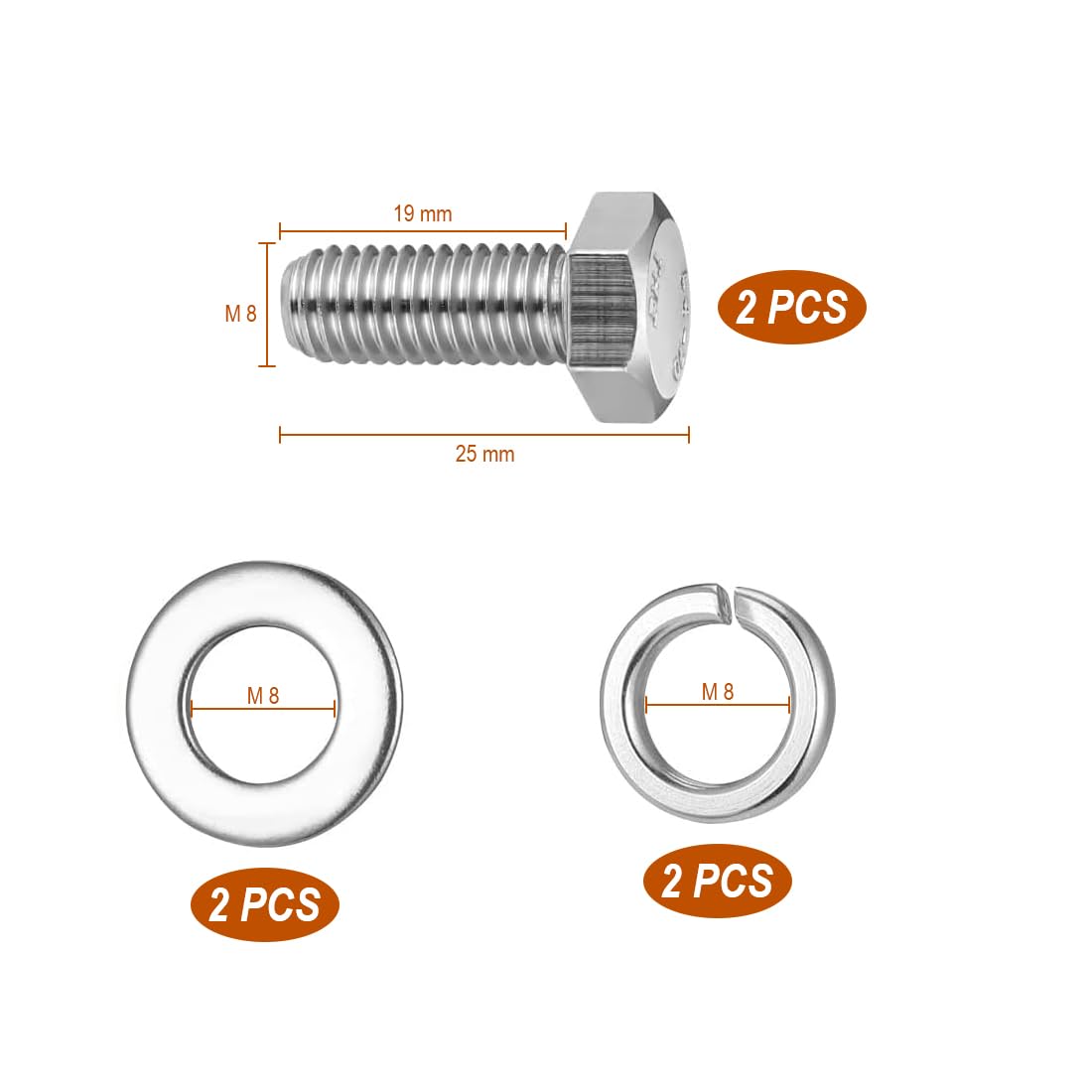 Adattatore per terminale Batteria M8, Morsetti per terminale Batteria in Ottone con Viti e rondelle in Acciaio Inox - Compatibile con Yacht, Auto e Camion