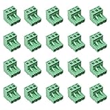 Cermant 20 pcs 3 Pin 5.08mm Pitch Pluggable PCB Angle Screw Terminal Block Plug Connector Socket Panel Mount DIY (20pcs 3p)