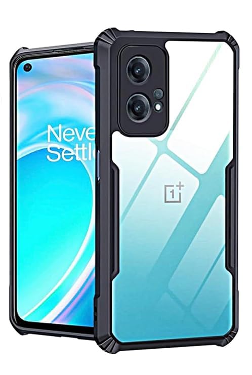 Image of BATCHONE Polycarbonate Shockproof Cover Case Compatible for Oneplus Nord Ce 2 Lite 5G 360 Degree Protection /Transparent Back Case (Black Bumper) (Pack of 1)