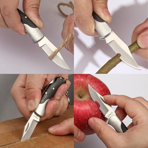 Image of Small Pocket Knife, EDC Pocket Knife, D2 Stainless Steel and Wood Handle, Small Knife, Blade Length 2in