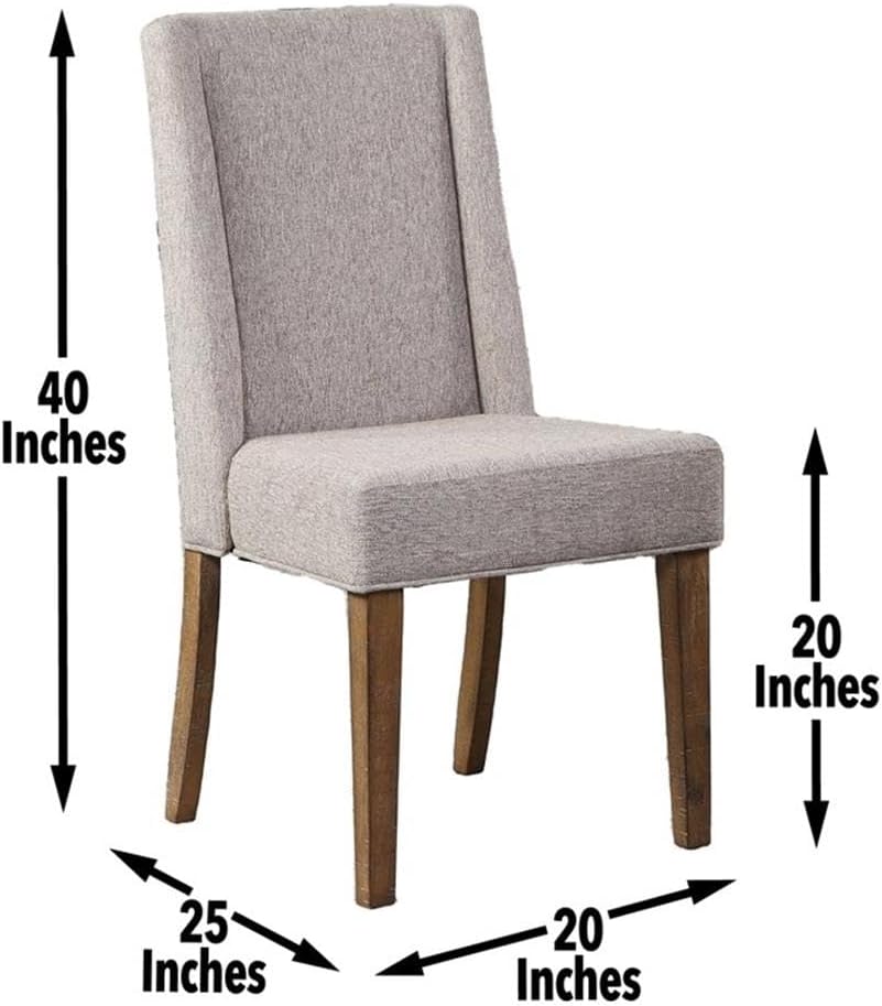 Steve Silver Furniture Riverdale Upholstered Side Chairs, Set of 2, Dining Room, Rustic Ranch Upholstered Distressed Finish, Shaped Wood Seat, Heirloom Feel, Driftwood Brown, Set of 2 Side Chair