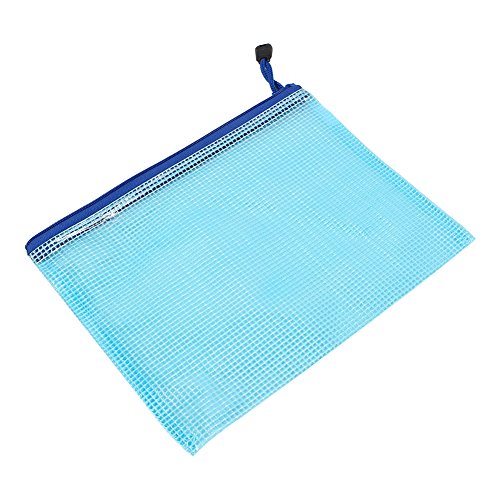 12Pcs A5 Dokument Taschen Plastikdatenspeicher Reißverschluss Beutel Faltblatt Schützende Hülsen Feder Beutel(blau)