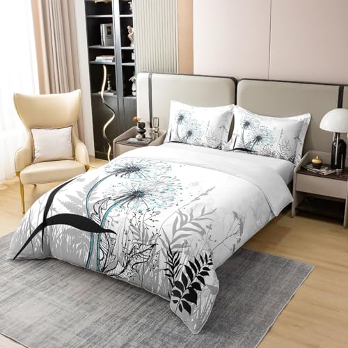 Castle Fairy Dandelion 100% Organic Cotton Comforter Cover Rustic Farm Plants Duvet Cover Set Queen Size For Bedroom Dragonfly Flowers Bedding Set With 2 Pillowcases thumb #2
