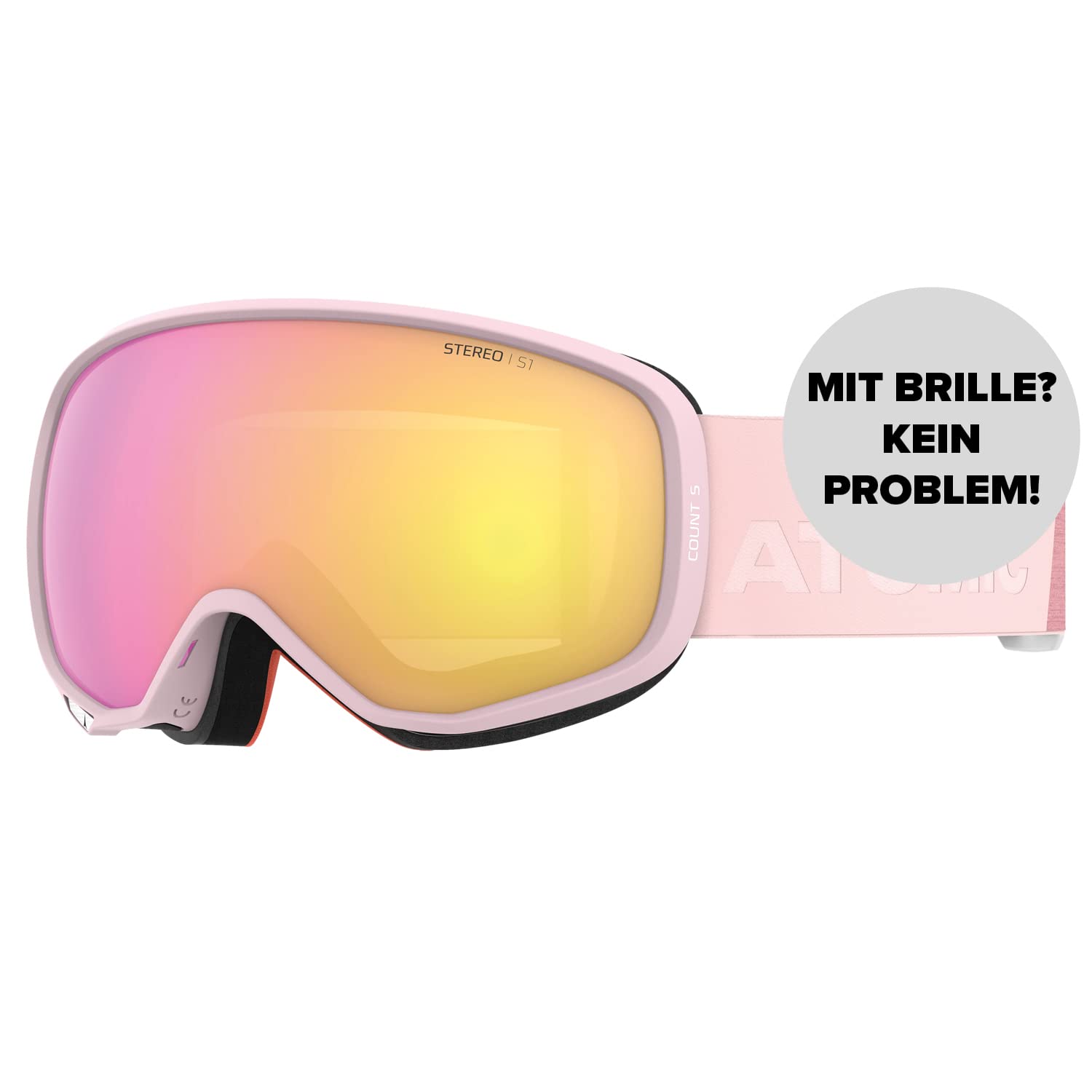 atomic count stereo goggles S Ski – Rose – Clear Vision & Anti-Glare – High-Quality Mirror Coating – Glasses with Live Fit Frame – Over The Glasses Compatible for Glasses Wearers Size:A2L Featuring a dual spherical Metal Gear Solid 4's Secondary_Diva Pink