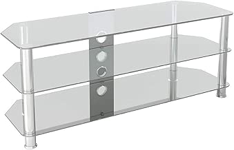 AVF SDC1250CMCC-A Classic - Corner Glass TV Stand (up to 60') with Cable Management, Clear Glass, Chrome Legs - coolthings.us