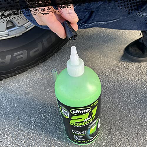 Image of Slime 10194-6PK 2-in-1 Tire & Tube Sealant Puncture Repair Sealant, Premium, Prevent and Repair, Suitable for All Off-Highway Tires and Tubes, Non-Toxic, Eco-Friendly, 6 x 32 oz Bottles