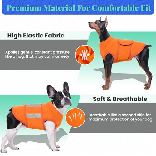 Image of MIGOHI Dog Anxiety Relief Coat,Comfort Anxiety Vest for Dogs,Adjustable Dog Anxiety Calming Wrap for Fireworks,Travel,Separation,Anxiety Jacket for Medium Dogs,M, Orange