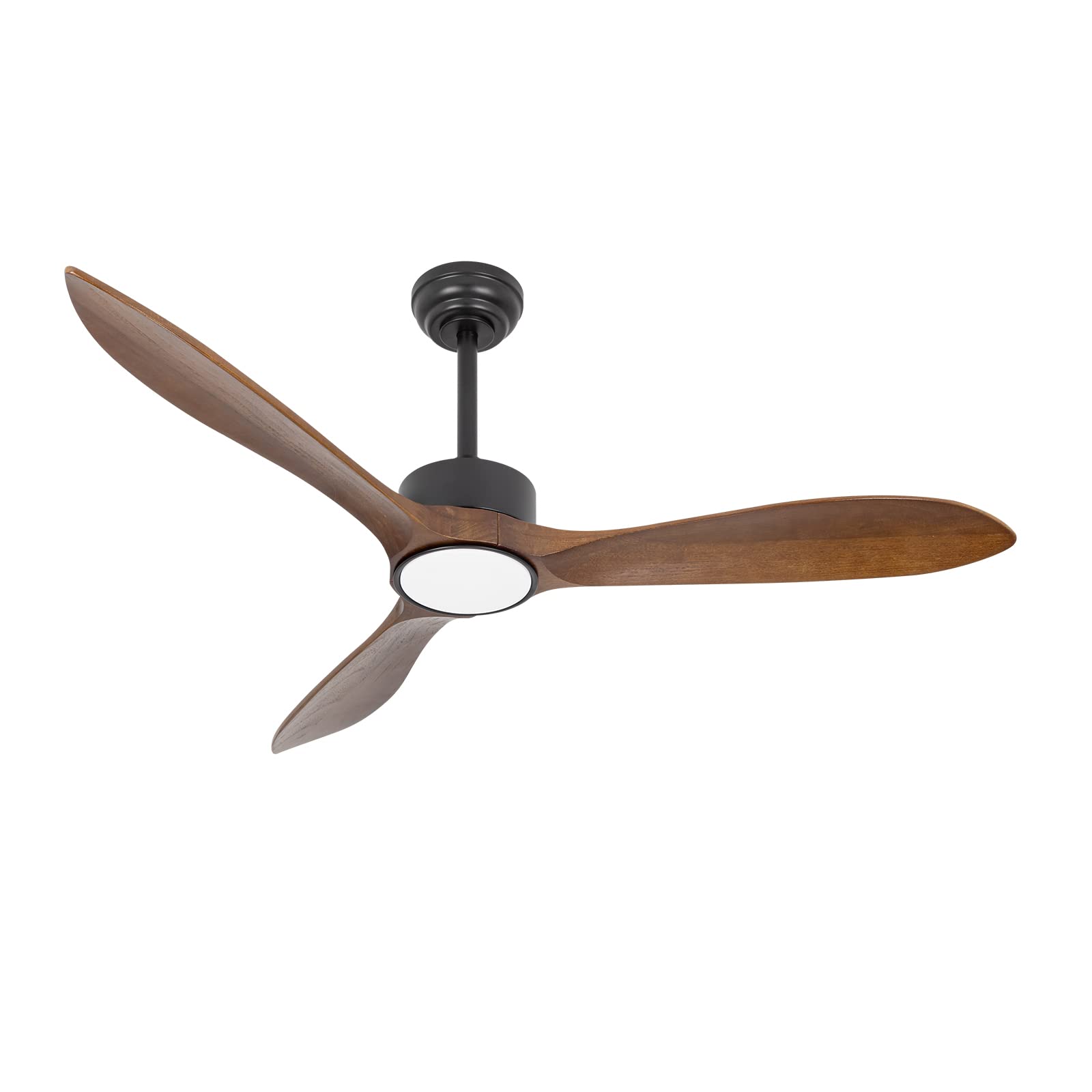 raccroc 52in Ceiling Fans,Wood Ceiling Fans with lights and Remote Control,22W LED Light Outdoor Ceiling Fans, 6 Speeds,Reversible DC Motor,3 Wood Blades for Bedroom,Living Room,Farmhouse,Patios