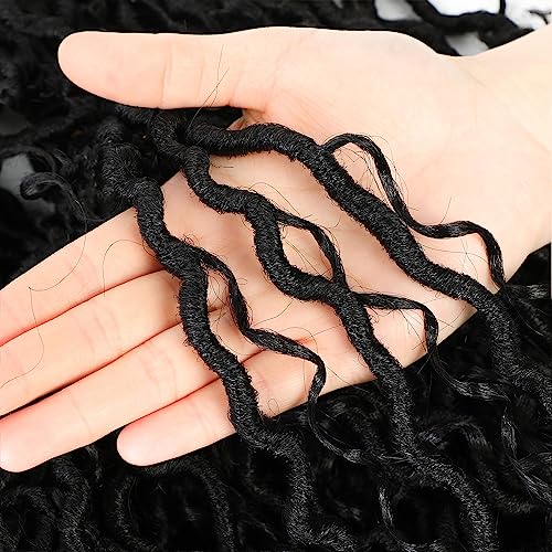 Image of 8 Packs Curly Faux Locs Crochet Hair, 14 Inch Goddess Locs Crochet Hair