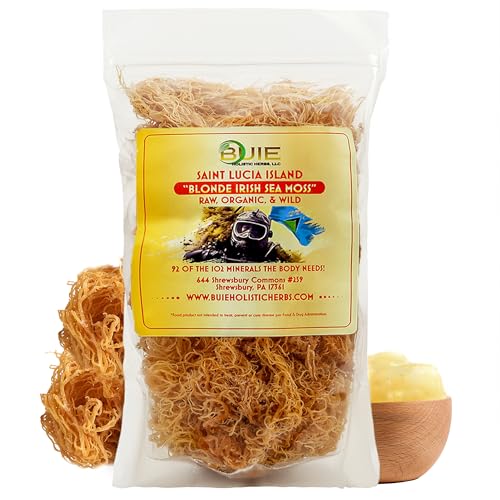 Golden Irish Sea Moss | Wildcrafted from St. Lucia | 8oz Makes ~120+ oz Sea Moss Gel | 100% Natural, Raw & Sun-Dried | Dr. Sebi Inspired, Nutrient-Rich Irish Moss for Health & Wellness