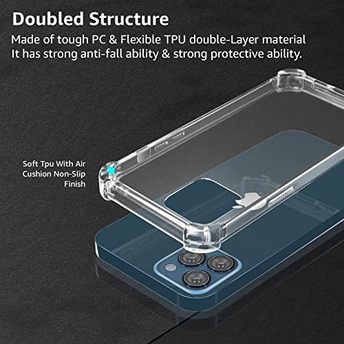 Image of amazon basics Air Cushion Drop Protection Clear Back Cover Case for iPhone 12 Pro Max-(Polycarbonate|Transparent)