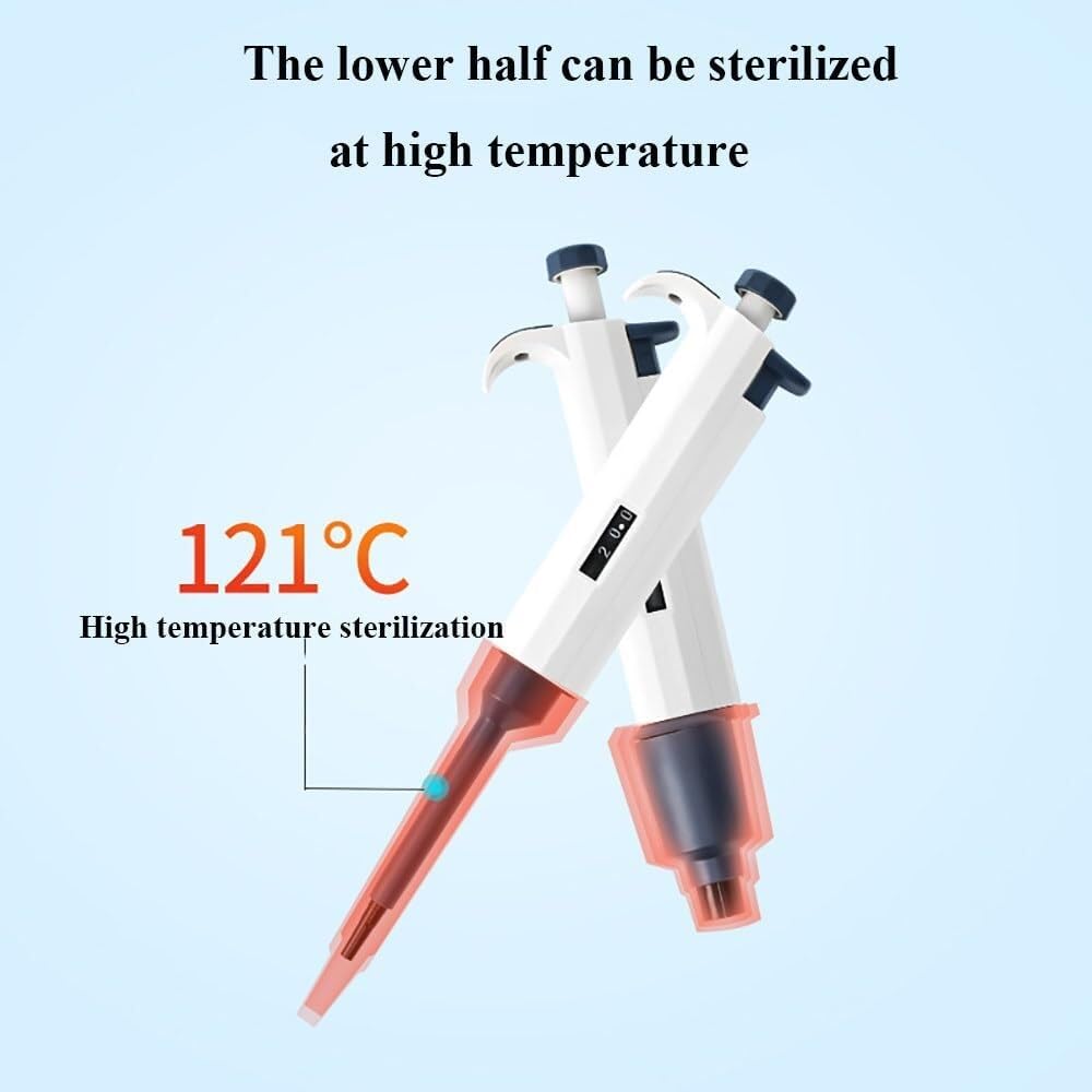 Micropipeta, pipeta manual, pipeta monocanal, rango de volumen de 0,1 a 100 ul, esterilización de la porción inferior a 121 °C, aspiración precisa, pipeta con pantalla digital(10ul)