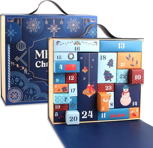 Calendario de Adviento DIY para rellenar con 24 cajas de papel – Calendario de Navidad con 24 cajas plegables para pequeños detalles