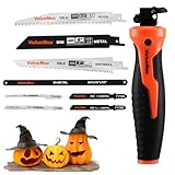 Valuemax 8-In-1 Multi-Blades Hand Saw, Quick-Change Mechanism Hacksaws with TPR Handle, Drywall/Jab/Pumpkin Carving Saw, CRV & Bimetal Blades, Handsaws for Wood, Metal, Plastic and Plywood