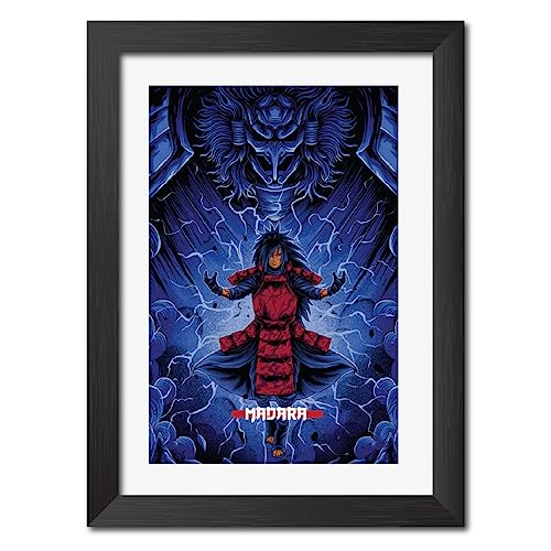 Image of TenorArts Madara Uchiha Poster Naruto Anime Laminated Photo Frame Painting with Matt Finish Black Textures (12inches x 9inches)
