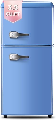 KRIB BLING Refrigeradores compactos con congelador en la parte superior, mini refrigerador con termostato ajustable de 7 niveles, refrigerador